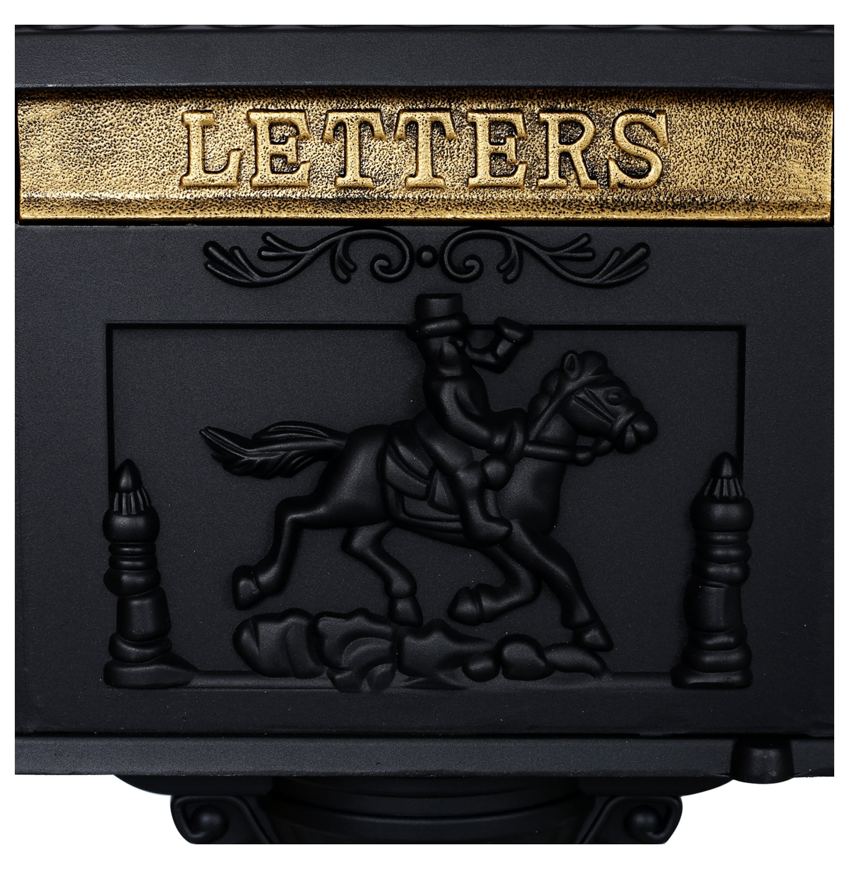 Cast Aluminum Mailbox, Black - Locking Post Box, Heavy Duty Postal Mail Box for Outdoor Use