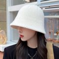 thumbnail image 3 of D-GROEE Winter Solid Color Bucket Hat for Women , Casual Warm Woolen Unisex Outdoor Fisherman Cap, 3 of 8