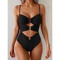 thumbnail image 6 of Swimsuit for Women Ring Linked Monokini Bathing Suit Cutout Swim Suit Black S, 6 of 7