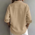 thumbnail image 6 of Purcolt Women's Linen Button Shirt Long Sleeve Loose Blouse with Pocket for Summer Travel Beach Work Outfits Solid Work Business Casual Tops, 6 of 6