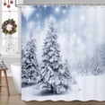 thumbnail image 2 of Winter Forest Shower Curtain for Bathroom, Xmas Tree Snowflake Christmas Holiday Bathroom Shower Curtains Set with 12 Hooks, 72x72 Inches, 2 of 6