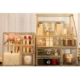 thumbnail image 2 of Large Glass Makeup Organizer Drawer Set Beauty Storage Bathroom Counter Organizer Cosmetic Display with Pearl (16in), 2 of 3