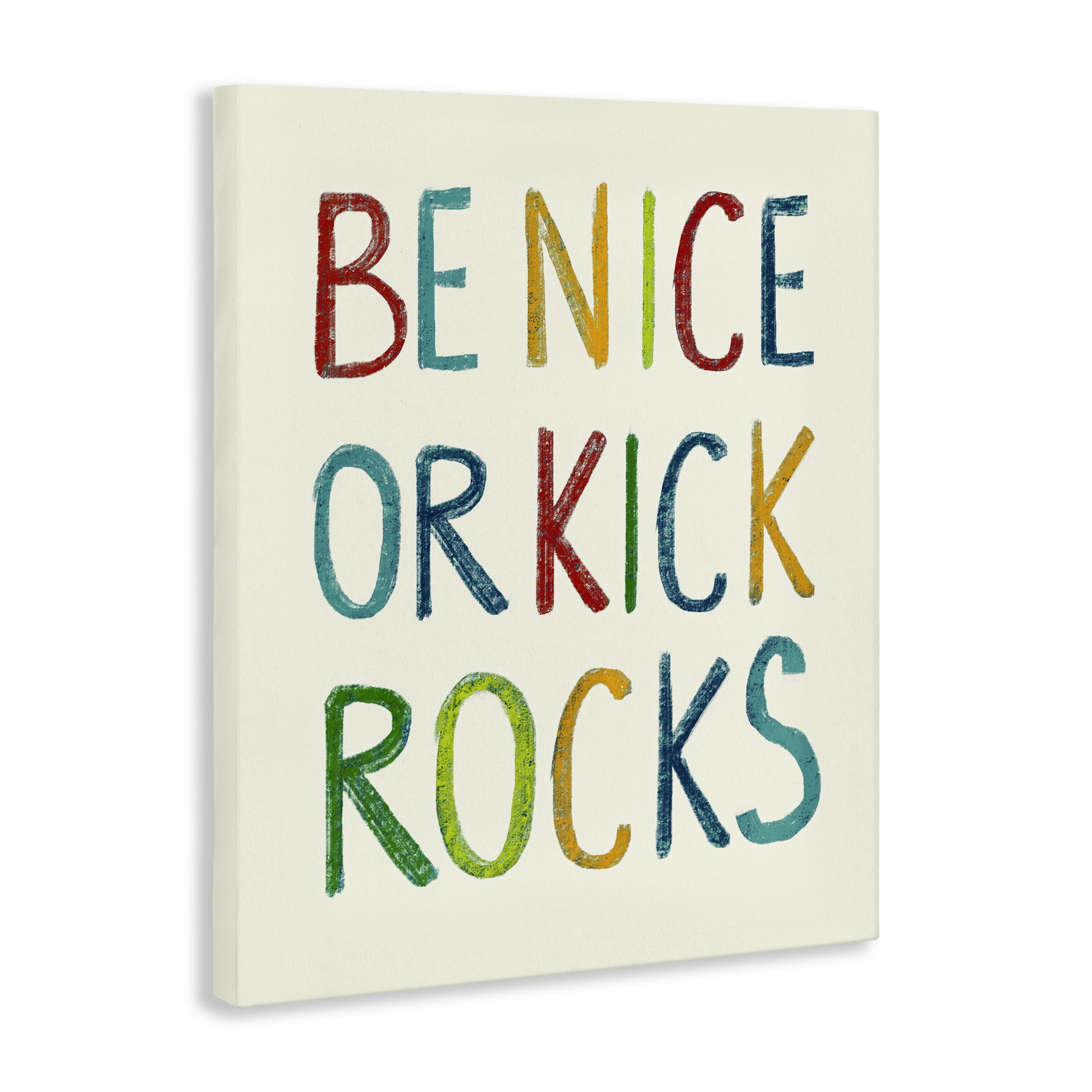 Stupell Industries Be Nice Minimal Phrase Text & Numbers Painting Wrapped Canvas Art Print Wall Art, 36 x 48