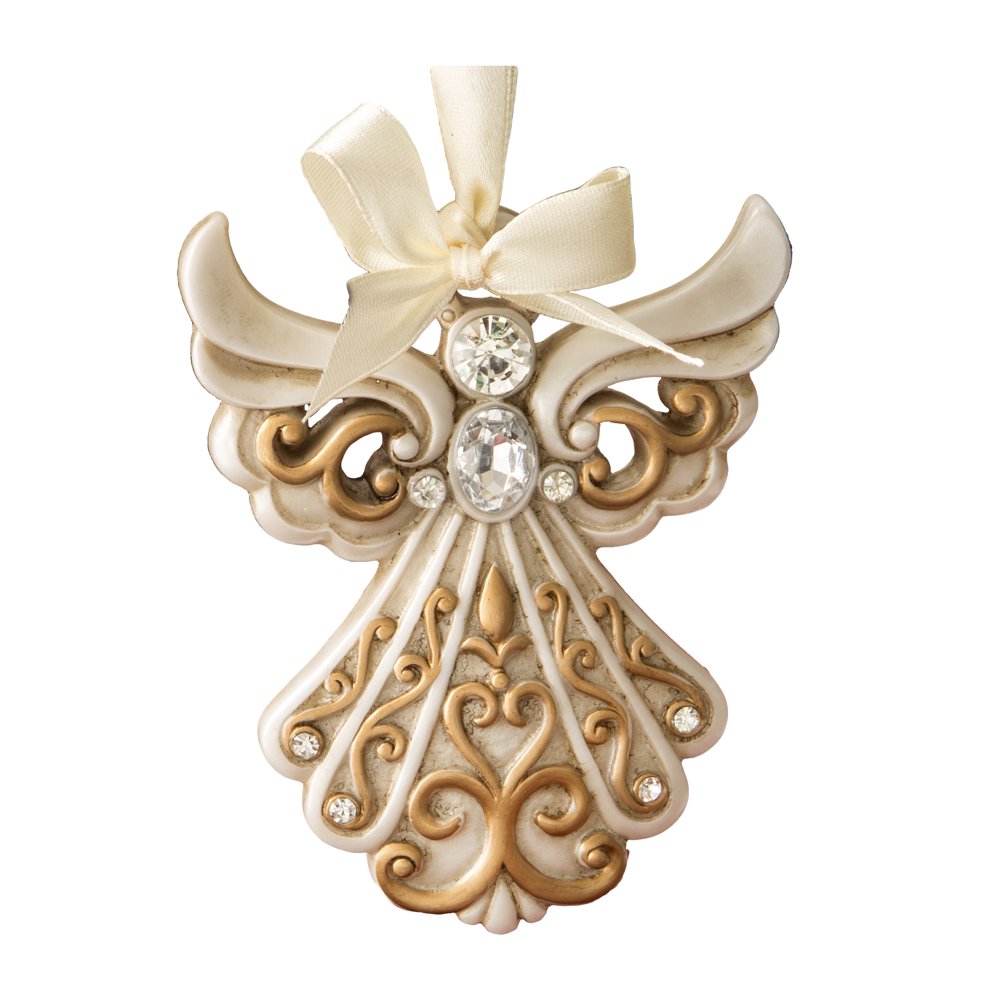 Pack of 36 Antique ivory Angel Ornament with a matte gold filigree