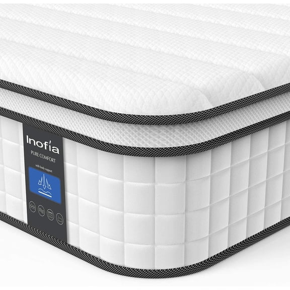 Full Mattress, Inofia 10 inch Responsive Memory Foam Mattress, Hybrid Innerspring Mattress in a Box,  Pressure Relief & Support, CertiPUR-US Certified