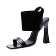 thumbnail image 4 of Women Sandals Knitted High Heel, Girls Sandals, Square Toe Party Shoes, Elegant Wedding Prom Pumps Shoes Casual Lady Thick Heeled Sandals 38, 4 of 8
