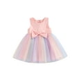 thumbnail image 2 of ITFABS Robe Princesse Sans Manches pour Filles, Nœud, Tulle Tutu Couleur Arc-en-Ciel, 2 of 9