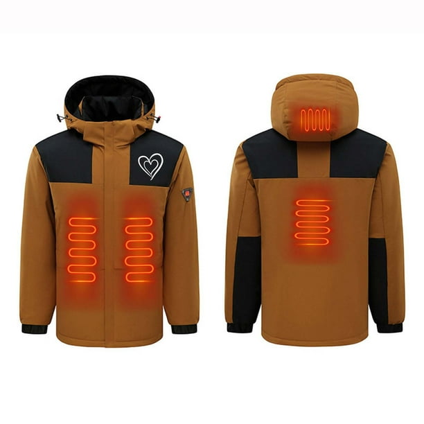 Chaquetas y abrigos casuales de manga larga con capucha, con USB, temperatura constante, calefactables, resistentes al viento, talla grande, para hombre y mujer, invierno, 4 unidades