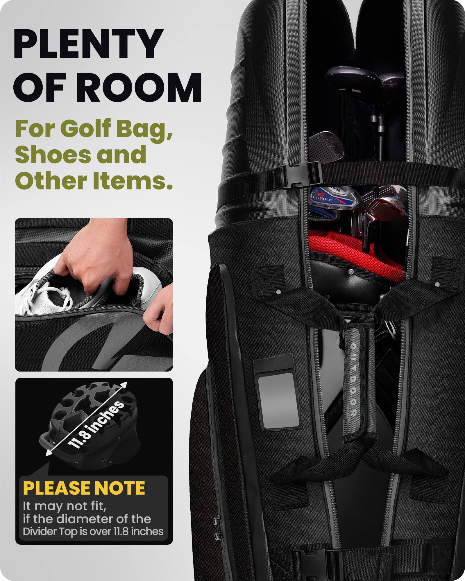【新品未使用】OUTDOORMASTER ゴルフバック　カバー　キャスター付き Amazon | OutdoorMaster ゴルフトラベルバッグ パッド入り 900D