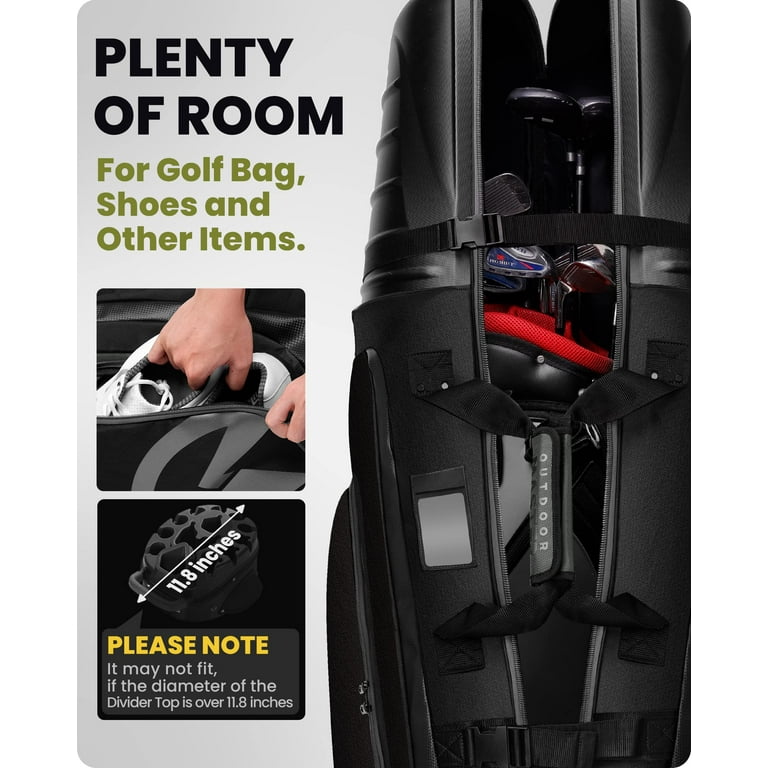 OutdoorMaster Golf Travel Bag, Hard Case Top, Wheels, Shoe