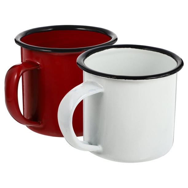 2 tazas retro para beber agua, tazas de café esmaltadas retro, tazas de café esmaltadas portátiles, taza de agua esmaltada para el hogar