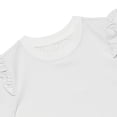 thumbnail image 5 of NIPAXO Girls T-Shirt Flutter Sleeve Cotton Blend Short Sleeve Solid Color Crewneck Tee for Girls, White, Sizes 5-6Y, 5 of 6