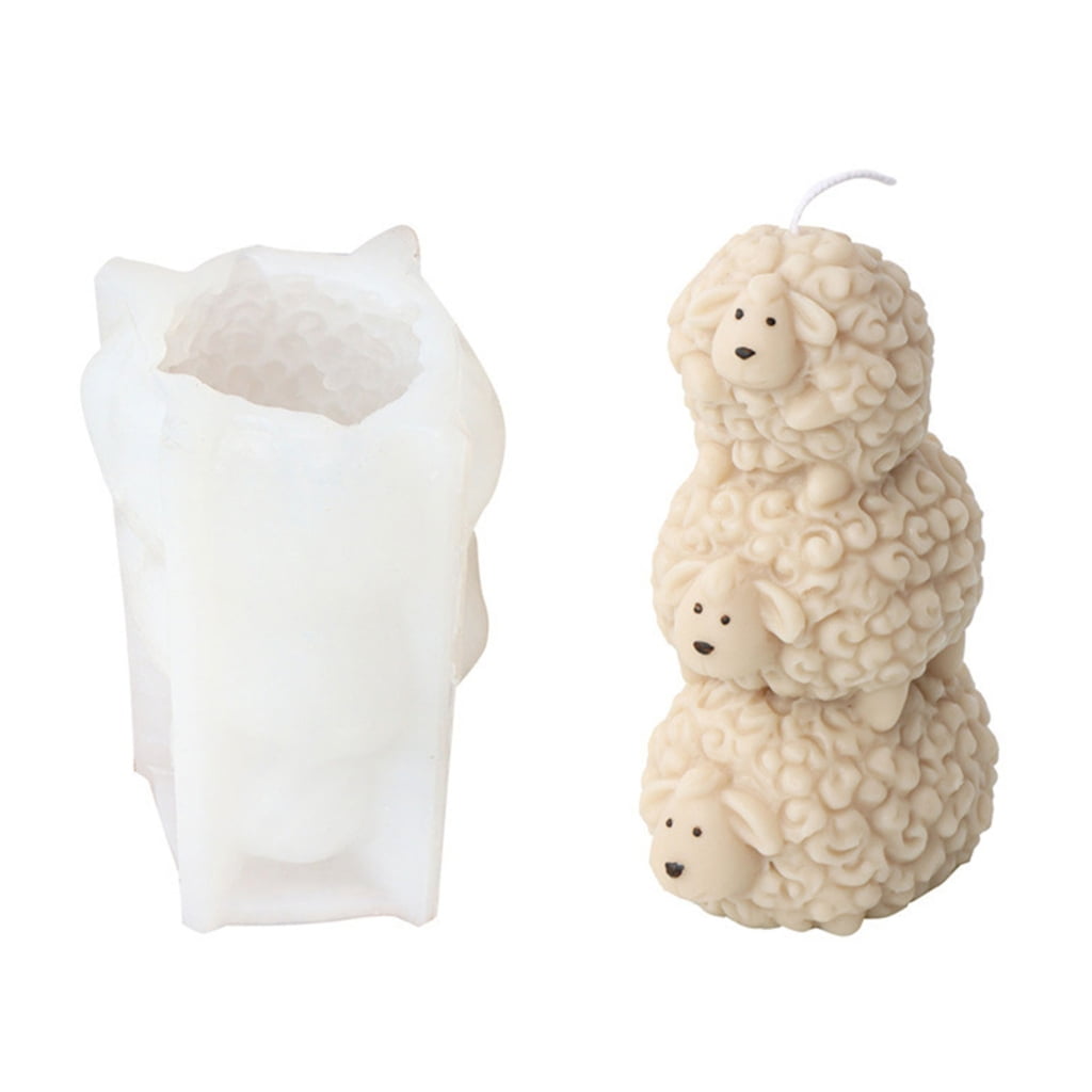 Lovely Animal Cake Chocolate Mold 3D Stacked Golden Elephant Kitten Fun DIY Crafts Silicone Resin Mould