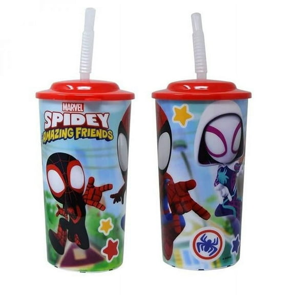 Spider-Man 846950 16 oz Marvel Comics Spidey & Friends PP Sports Tumbler with Straw