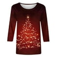 thumbnail image 5 of LEBONYARD Ladies' Christmas Printing Round Neck Sweatshirts Casual 3/4 Sleeve Loose Fit Top, 5 of 5