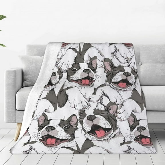 Blanket French Bulldog Cozy All Seasons Flannel Blanket Gift for Woman Girl Baby Kid 50" X 40"