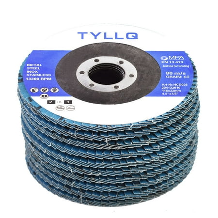 

findmall 10 Pcs 4-1/2 X 7/8 60 Grits Premium Zirconia Flap Discs Grinding Wheel Sandpaper for Grinding