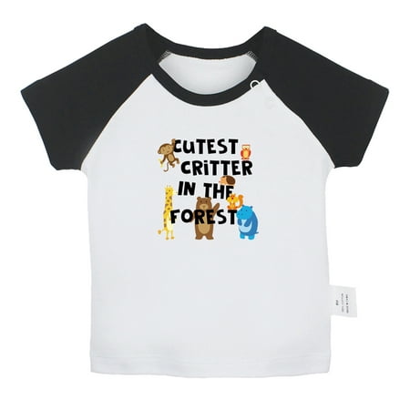 

iDzn Cutest Critter In The Forest Funny T shirt For Baby Newborn Babies T-shirts Infant Tops 0-24M Kids Graphic Tees Clothing (Short Black Raglan T-shirt 6-12 Months)