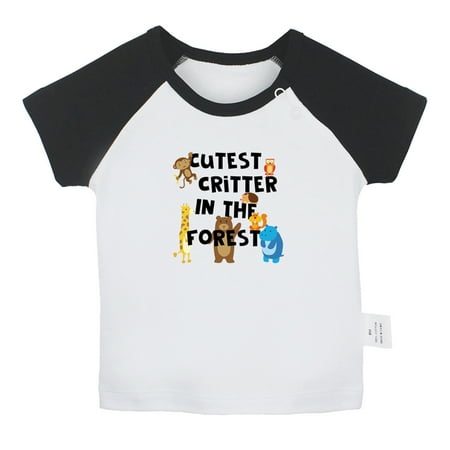 

iDzn Cutest Critter In The Forest Funny T shirt For Baby Newborn Babies T-shirts Infant Tops 0-24M Kids Graphic Tees Clothing (Short Black Raglan T-shirt 6-12 Months)