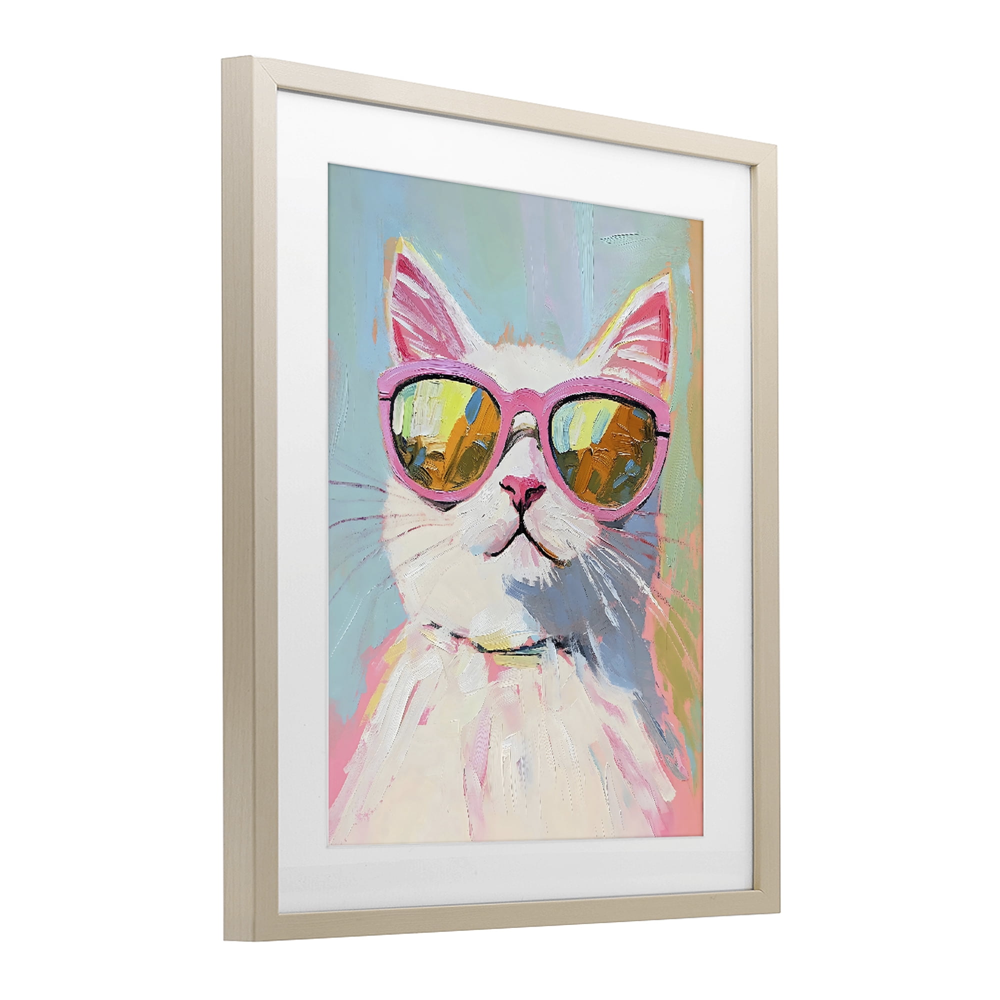 Stupell Industries Cool Cat in Sunglasses Birch Framed Print Under Glass, design by The Prints Vibe