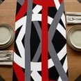 thumbnail image 5 of Table Runners 72 Inches Long Dress Scarves, Red Black Geometric Farmhouse Kitchen/Dining Table Runner, Coffee Tablerunners, Modern Art Abstract Grey Line 16x72 Inch, 5 of 9