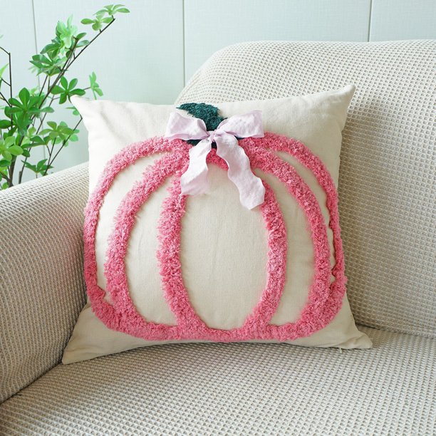 Pumpkin Pillow Cover Living Room Sofa Festival Ambiance Bow Decoration Halloween Thanksgiving Cushion Cover