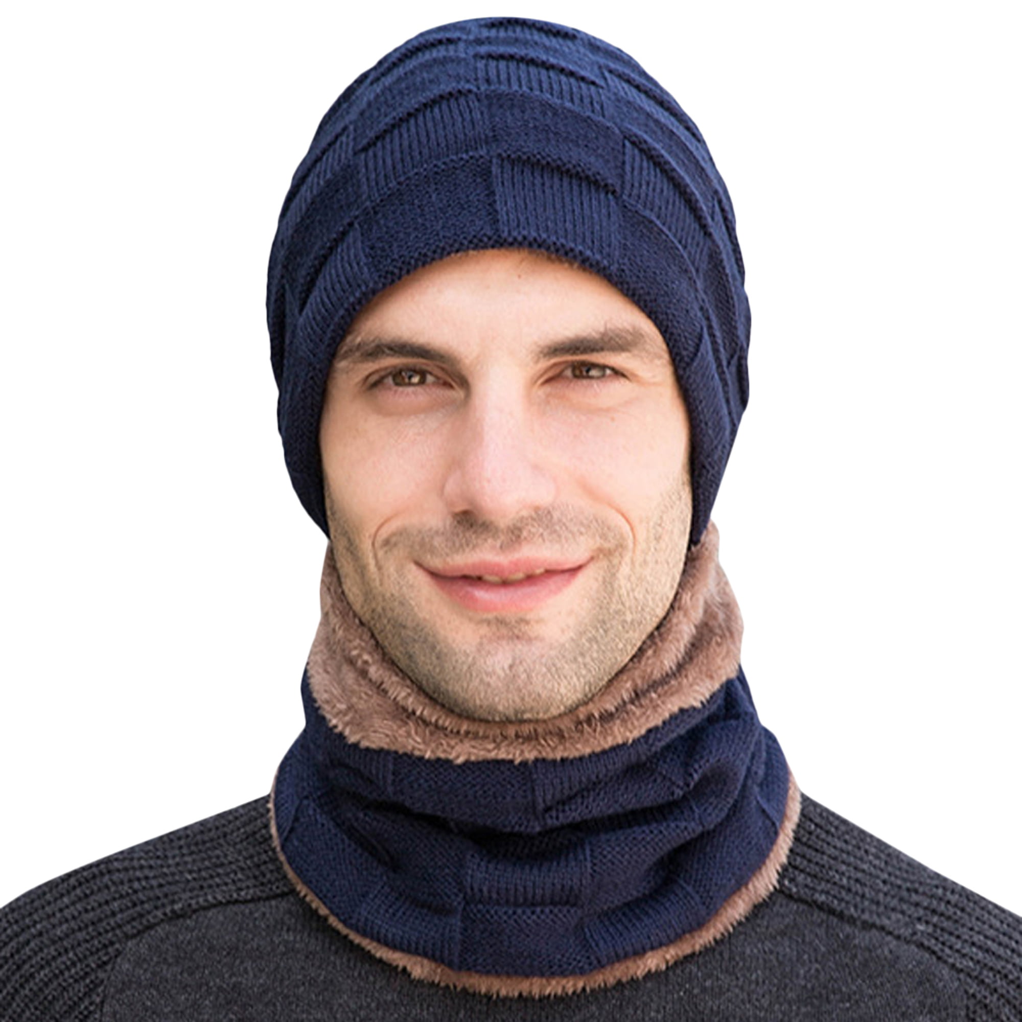 Unisex Womens Mens Thermal Beanie Hat Snood Scarf Neck Warmer Ski Face-Mask 