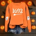 thumbnail image 5 of Halloween Sweatshirt for Women Hoodless Sweatshirt for Comfort and Casual Fall Winter Style Wardrobe for Stylish Daily Wear Orange L, 5 of 5