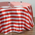 thumbnail image 2 of Efavormart 120" Red & White Stripe Satin Round Tablecloth Seamless Tablecloths For Wedding Party Event Decoration, 2 of 8