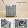 thumbnail image 6 of Laundry Hamper with Wheels, 39.6 Gallon(150L) Rolling Laundry Basket with Lid, 3-Section Rattan Clothes Hamper with 3 Removable Liner & 3 Mesh Bags, Laundry Sorter with Side Pocket, Grey, 6 of 16