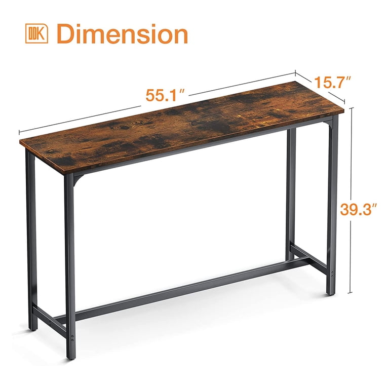 ODK High Metal 55 Inch Long Rectangular Modern Bar Height Pub