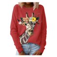 thumbnail image 1 of Chandail à Col Rond Imprimé Animal pour Femmes Manches Longues Blouse Décontractée, 1 of 6