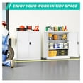 thumbnail image 2 of Small Metal Cabinet with Shelves,36 inch Garage Storage Cabinet with Lock,White Metal Storage Cabinets with Locking Doors,Lockable Office File Cabinets for Home,Office,Shop,Garage, 2 of 6