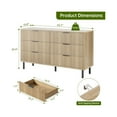 thumbnail image 3 of Fluted 6 Drawer Dresser, Wide Wood Double Dresser with Metal Legs and Handles, Modern Chest of Drawers with Anti-Tipping Design for Bedroom Living Room Hallway, 3 of 6