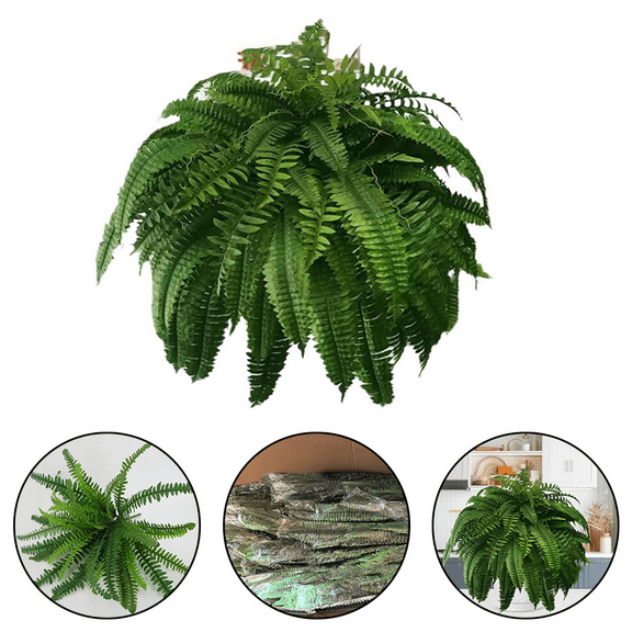Artificial Plants Outdoor Fake Ferns Green Leaves Faux Greenery, Plastic Flowers for Outdoors Front Porch, Patio, Planters, Decor, Garden Decorations (Fern)