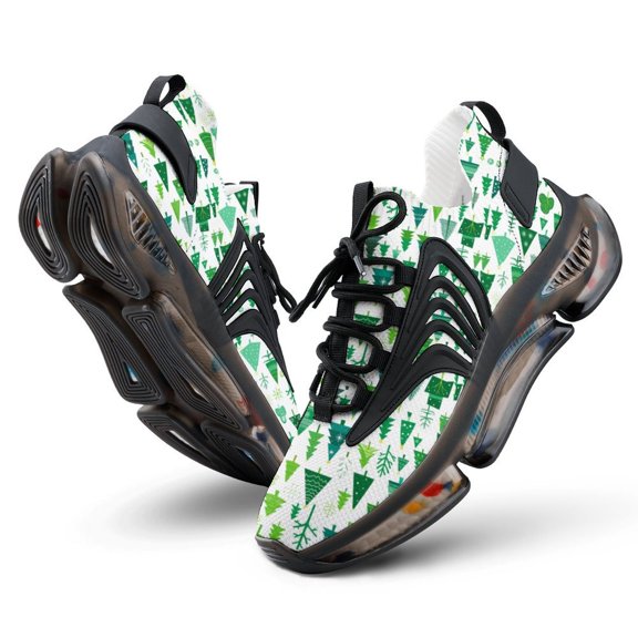 2024 Snowman Christmas Tree Elk Women Or Men Lace Up Flat Sneakers Female Mesh Walking Footwear