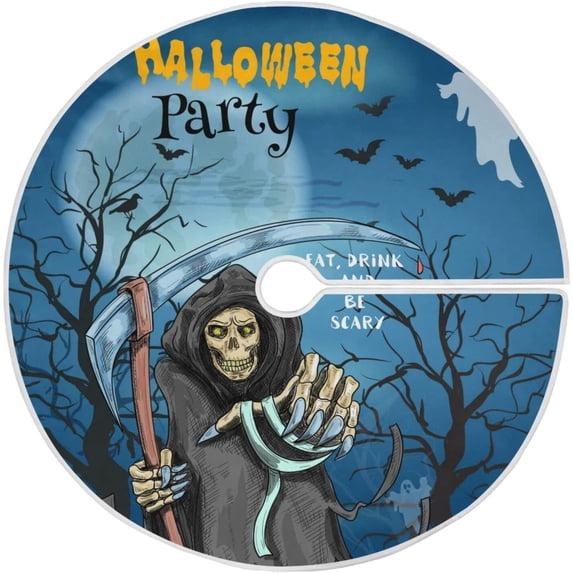 FMSHPON Halloween Party Xmas Christmas Tree Skirt Stand Mat for Holiday Party Decoration Indoor Outdoor 48 inches