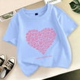 thumbnail image 2 of TOOYOU Girls Top Summer T-Shirt Heart Print Short Sleeve Tee Casual Top Size 9-10 Years Sky Blue, 2 of 3