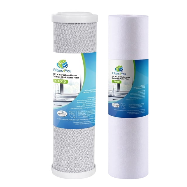 Kit de Remplacement de Filtre à Eau FCS Inclut Cartouche de Sédiments Carbone Compatible avec 10 Modèles de Systèmes d'Osmose Inverse et sous Évier Élimine les Mauvaises Odeurs 1 Micron 1 Pack Kit de Filtre