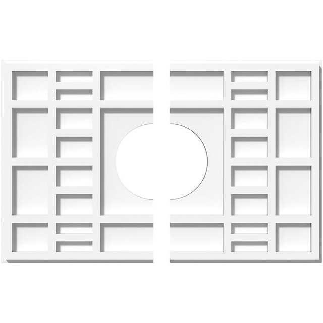 Ekena Millwork CMP20X13BX2-05000 5 in. ID x 7 in. Rectangle Beaux Architectural Grade PVC Contemporary Ceiling Medallion - 2 Piece