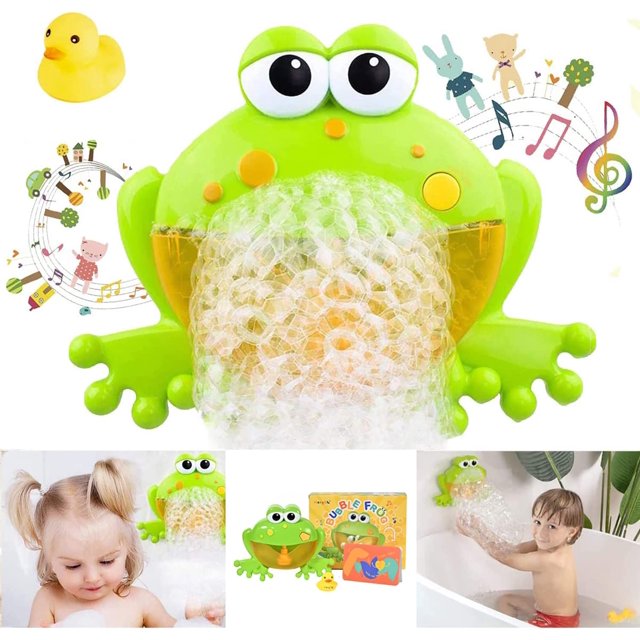 Juego de juguetes de burbujas para baño de bebé, máquina automática de burbujas de baño para niños con 12 divertidos juguetes de baño para bebé