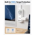 thumbnail image 3 of NTONPOWER Regleta de enchufe plano, protector contra sobretensiones de cable de extensión de 15 pies, 6 salidas de CA amplias con 3 puertos USB (1 USB C), montaje en pared, protector contra sobretensi, 3 of 5
