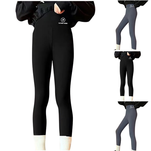 Antinious Boys Girls Stylish Solid Fleece High Waist Elastic Waist Stretch Casual Fall Winter Warm Full Length Pants 13-14Y