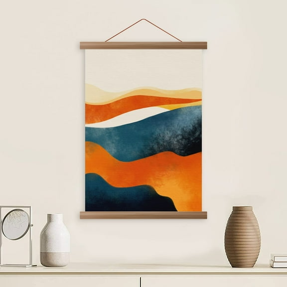 Adifare Wood Poster Frame 4Pcs Magnetic Poster Hanging Rod Simple Teak Wood Photo Hangers Kit with Hanging Rope for Photos Canvas Prints Artwork Home Dorm Interior Decor