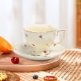 thumbnail image 1 of Juego de taza y platillo de café de cerámica, juego de taza de té de tarde, regalo único para inauguración de casa, vajilla portátil con asa, de, 1 of 8