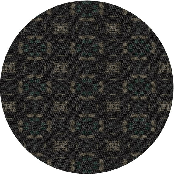 Ahgly Company Indoor Round Patterned Black PAT3613X Area Rugs, 8' Round