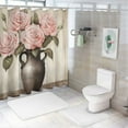 thumbnail image 7 of Creowell Pink Roses Pretty Shower Curtain Bathroom Decor Polyester Fiber Home Bathtubs Decoration Set with Hooks 36x72, 7 of 7