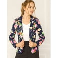 thumbnail image 2 of INSPIRE CHIC Chaqueta Tipo Blazer Informal Con Solapa De Muesca Y Manga Larga Para Mujer Azul marino-Floral S, 2 of 6