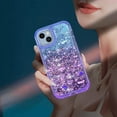 thumbnail image 6 of NIFFPD iPhone 14 Plus with Screen Protector + Camera Lens Protector, Bling Glitter Quicksand Sparkle Clear & Shockproof Protective Cover iPhone 14 Plus 6.7" Blue+Purple, 6 of 6