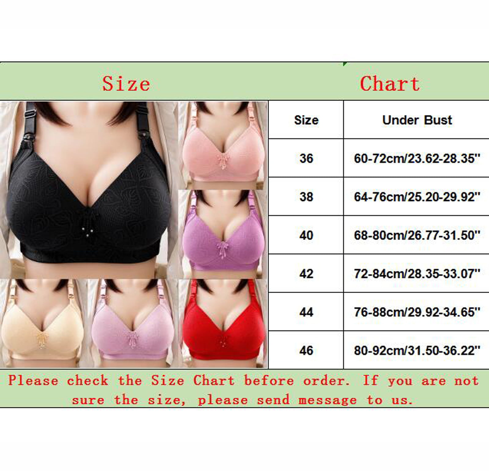 Wire Free Bra Big Size Push Up Brassiere for Women Vest Lace Plus Size Bras  32 to 50 (Bands Size : 42, Color : Purple) : : Clothing, Shoes &  Accessories